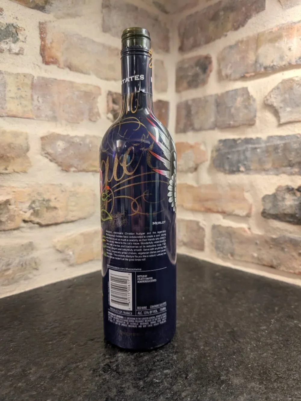 Ed Hardy Wine Bottle Candle Holder Decor